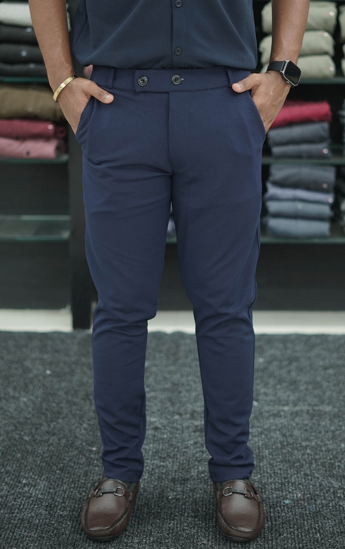 Premium Slim Fit Lycra Pants for Men – Stylish & Comfortable - NAVY BLUE