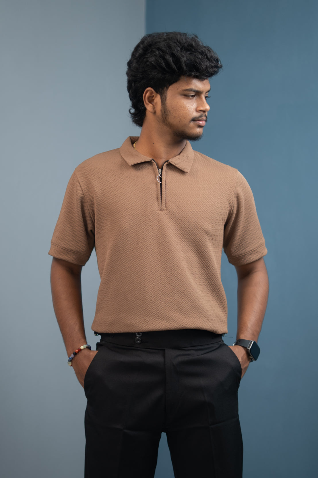 Old Money Style Half Zip Buy Textured Old Money Polo Shirt For Men