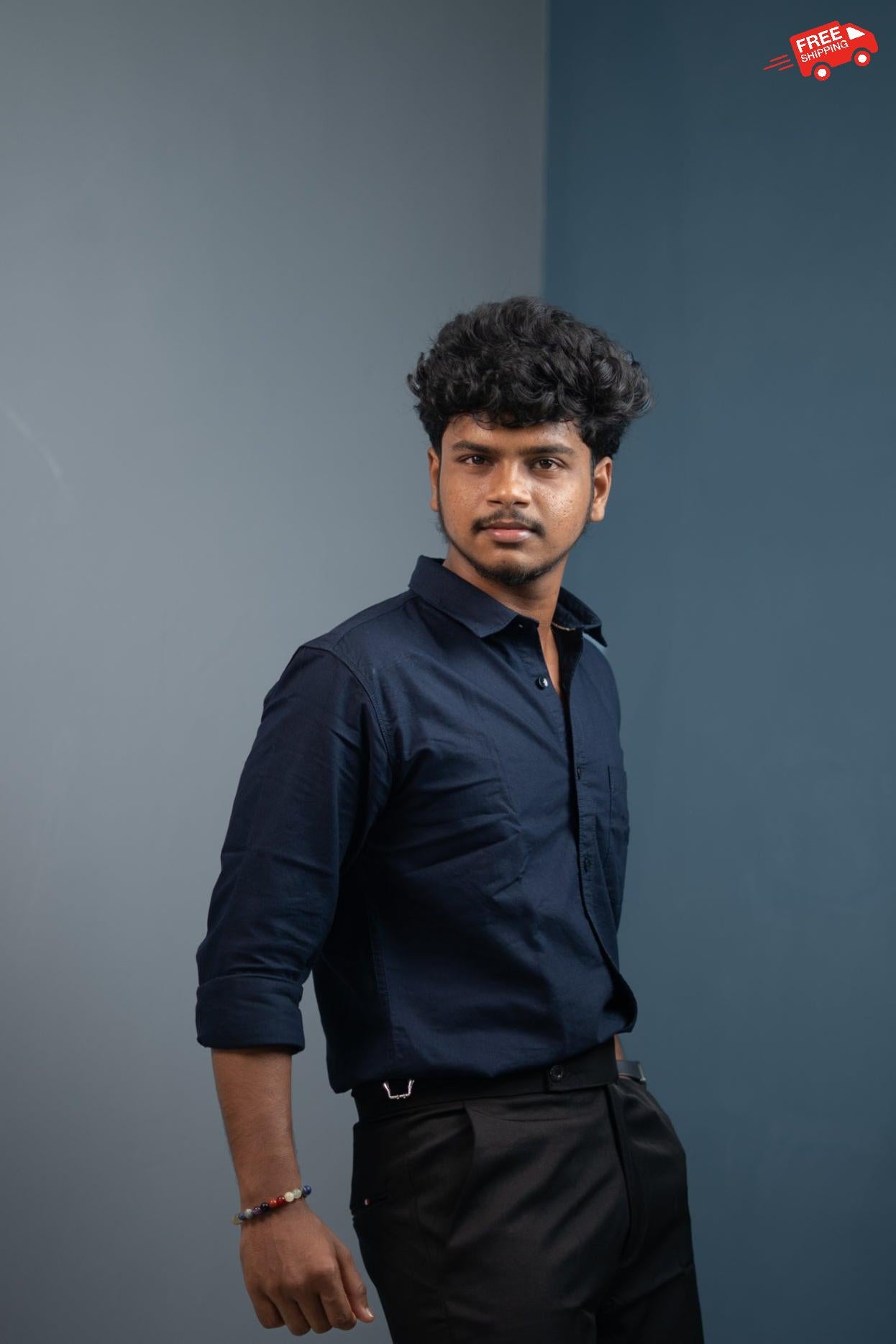 Cotton Shirt for Men | Stylish Slim Fit, Comfortable & Breathable - Dark Navy Blue