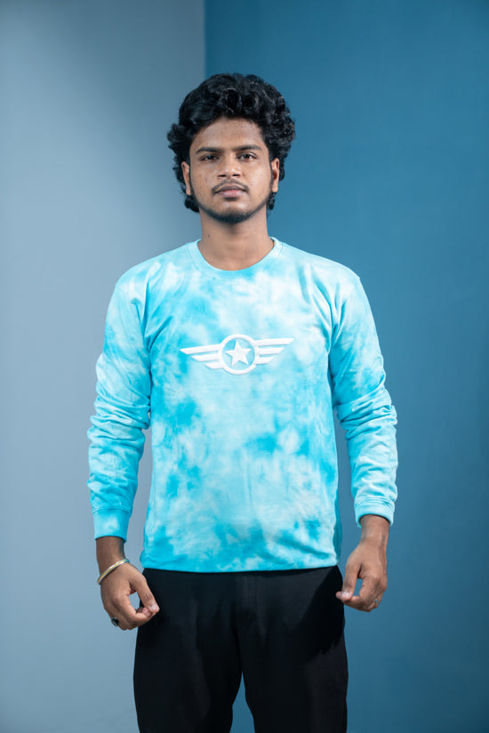 Men’s Tie-Dye Full Sleeve T-Shirt  Trending Streetwear Style-ice Blue