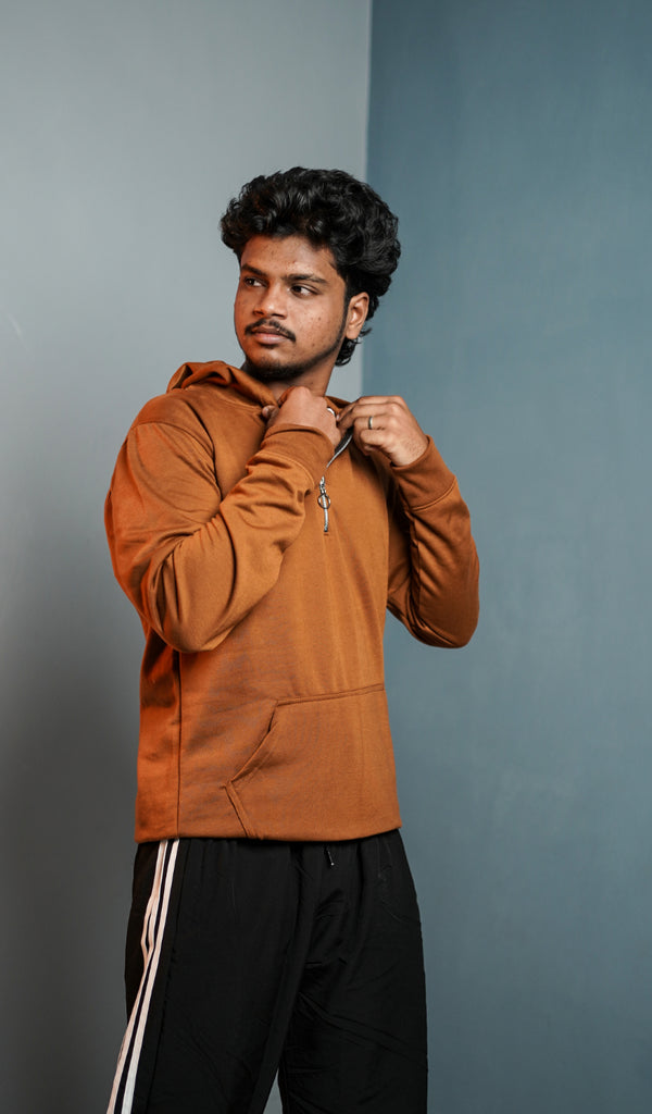 Men’s Full Sleeve Zipper Hoodie | Oversized Winter Hoodie for Men - Brown