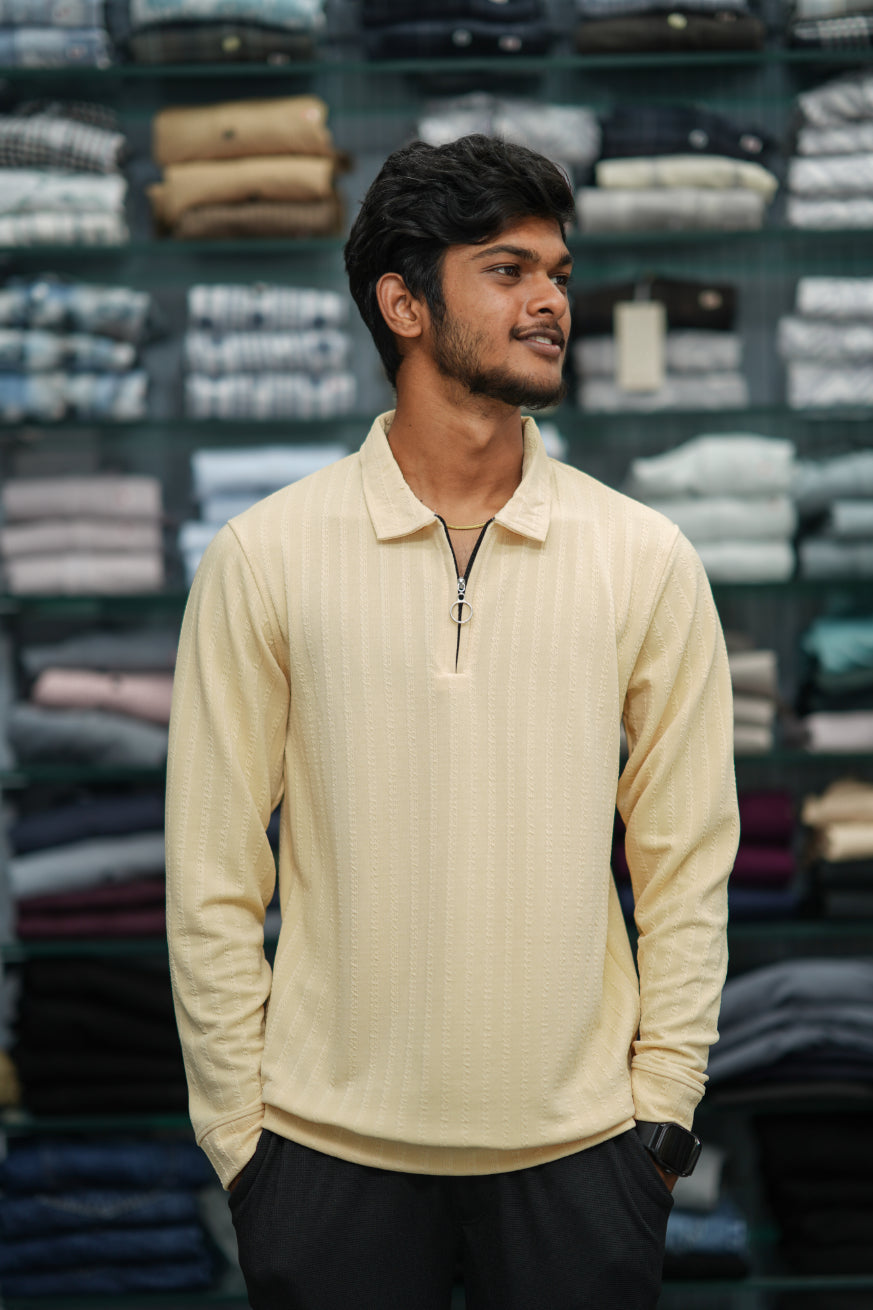 Men’s Full Sleeve Zip-Collar Sweater – Stylish Full Sleeve T-shirt 3D Striped Sandle