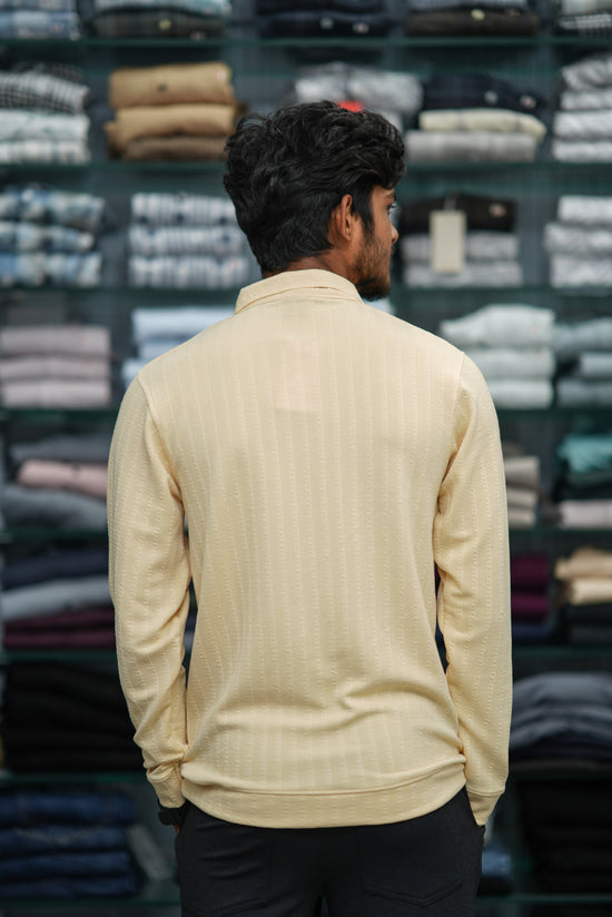 Men’s Full Sleeve Zip-Collar Sweater – Stylish Full Sleeve T-shirt - 3D Striped Sandle-7 Man