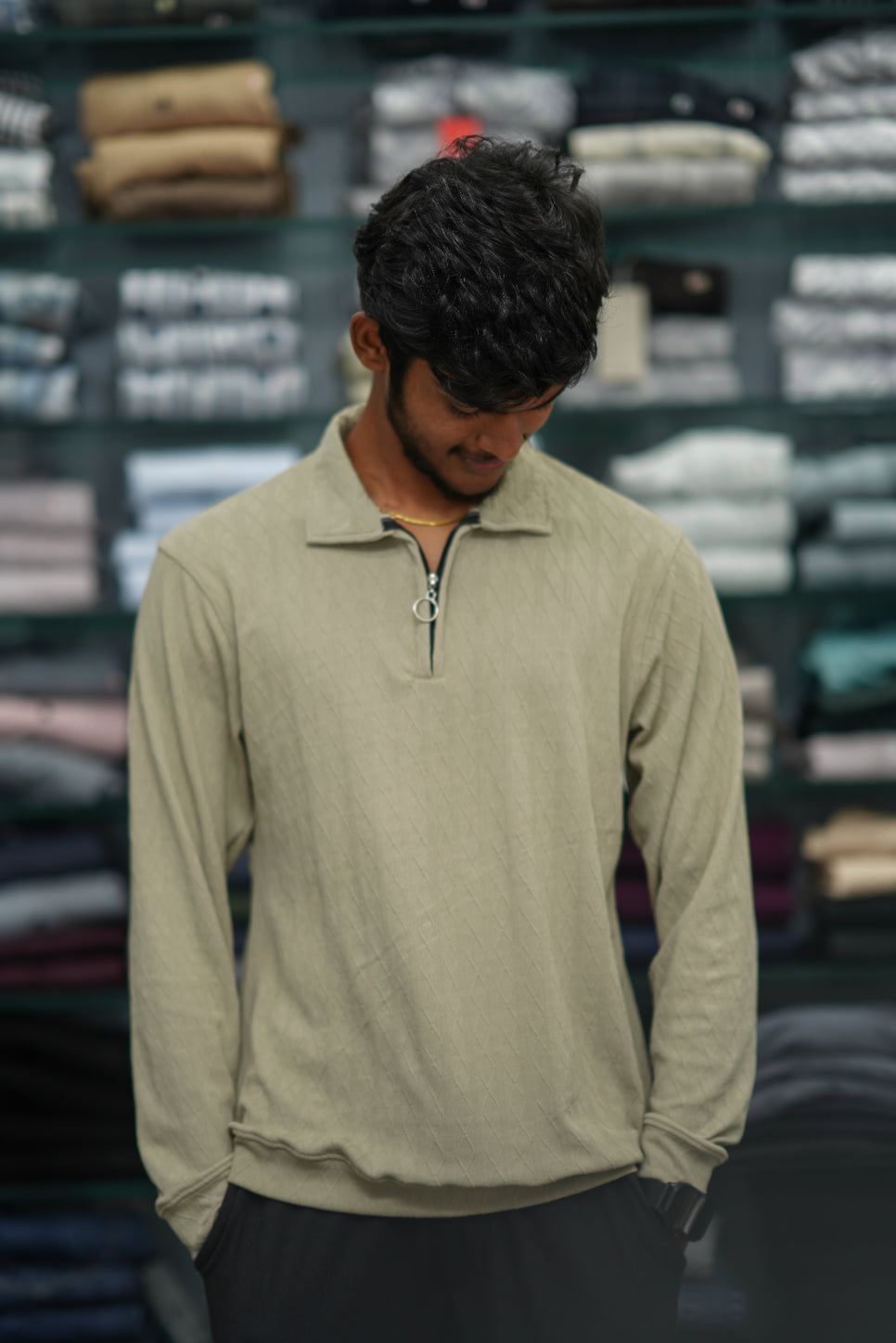 Men’s Full Sleeve Zip-Collar Sweater – Stylish Full Sleeve T-shirt - 3D Dimond Sandle-7 Man