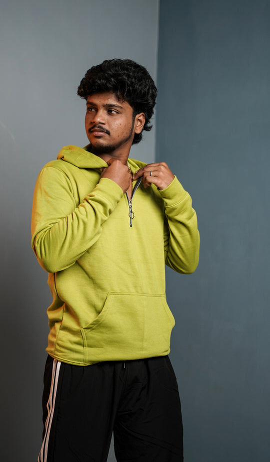 Men’s Full Sleeve  Zipper  Hoodie | Oversized Winter Hoodie for Men - Mustard green – alternate view – 7MAN India