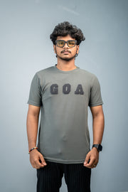 Short Sleeve Round Neck GOA Printed Tshirt -Grey