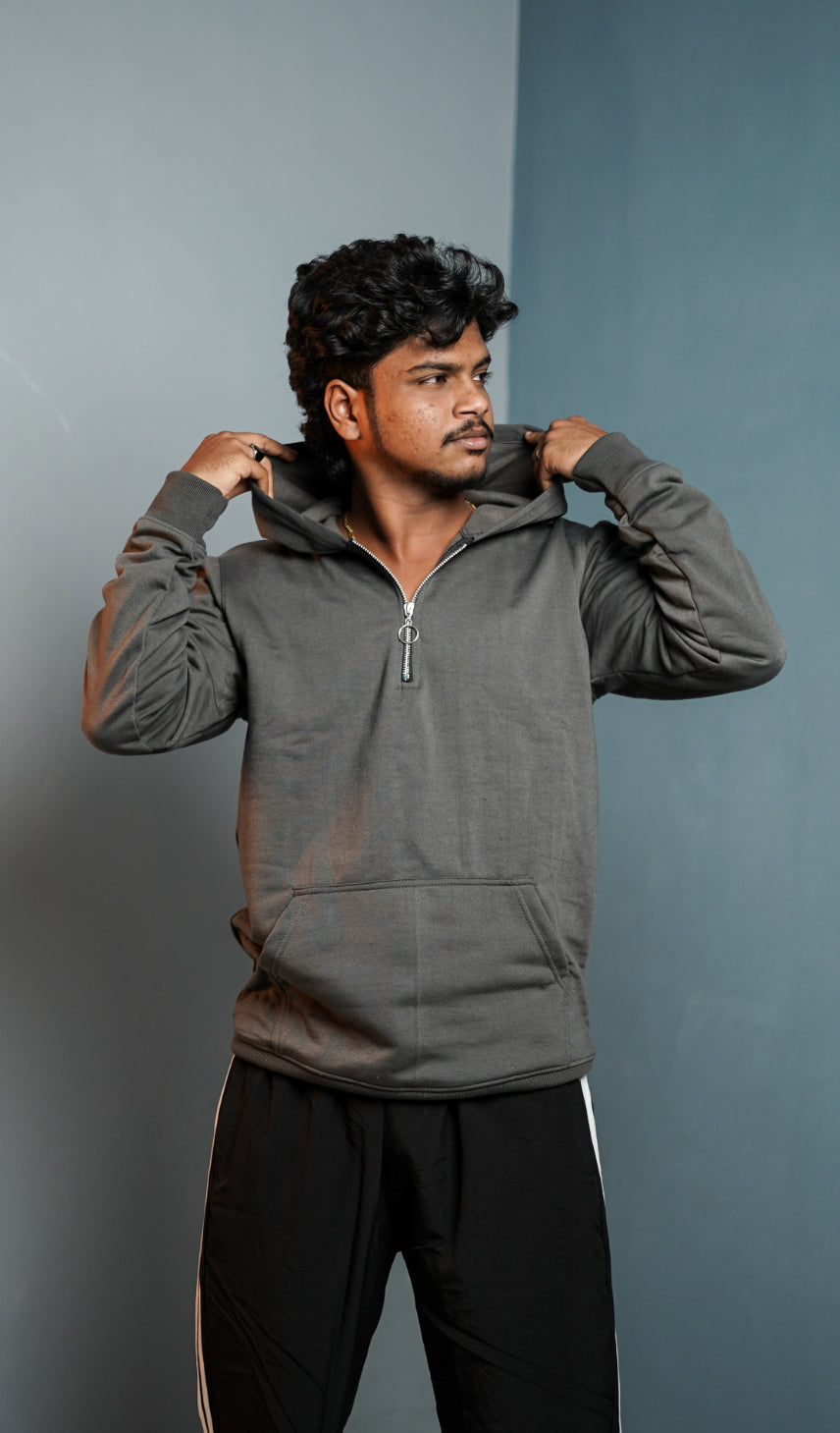 Men’s Full Sleeve  Zipper  Hoodie | Oversized Winter Hoodie for Men - Drak Grey