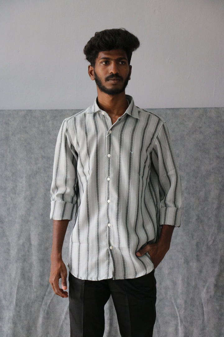 Men’s Korean Linen Striped Shirt Full Sleeve Trendy Casual Wear (CODE:S001)- 1