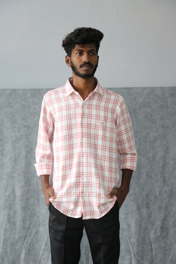 Men’s Soft Linen Checked Shirt Full Sleeve Trendy Casual Wear (CODE:S002)- 1