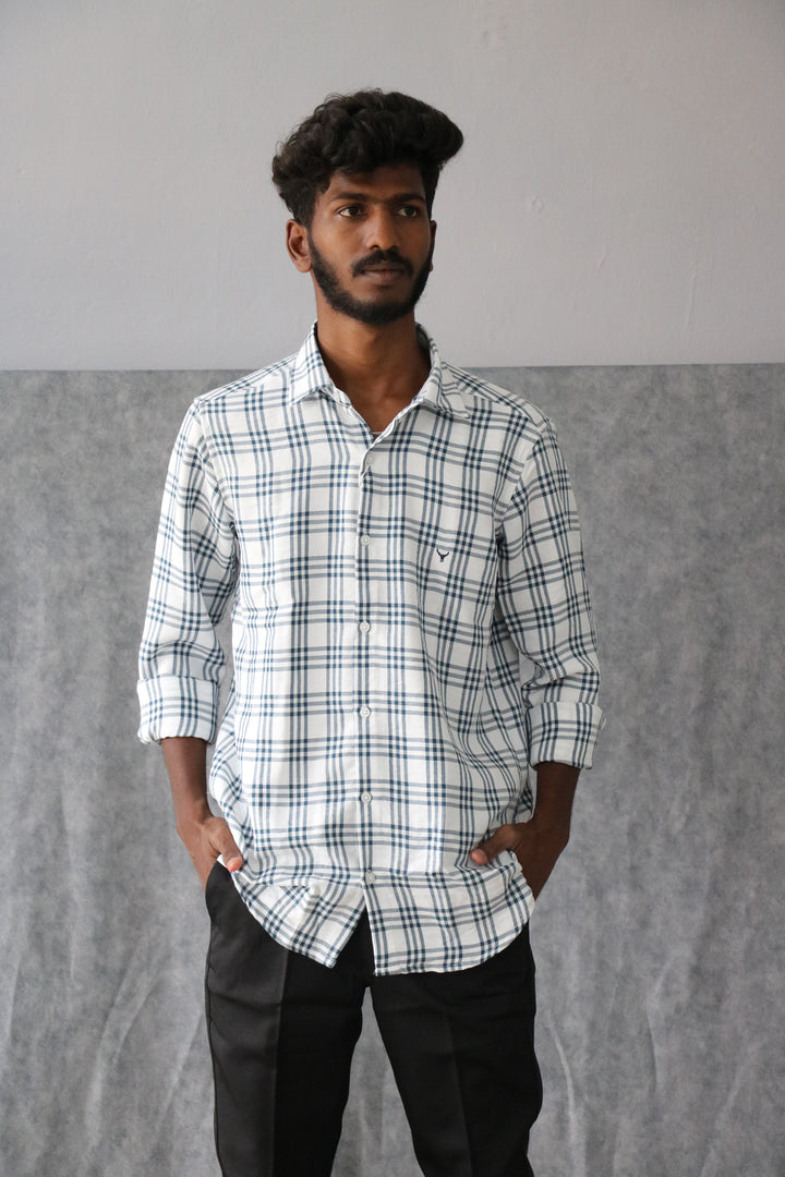 Men’s Soft Linen Checked Shirt Full Sleeve Trendy Casual Wear (CODE:S002)- 2