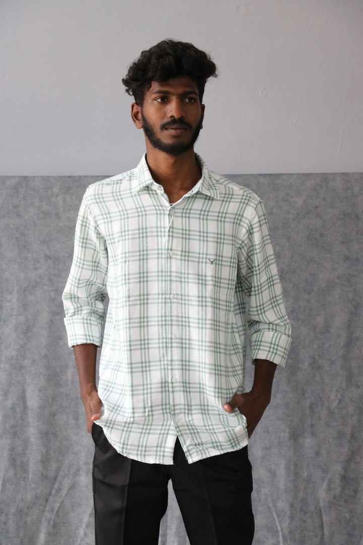 Men’s Soft Linen Checked Shirt Full Sleeve Trendy Casual Wear (CODE:S002)- 4