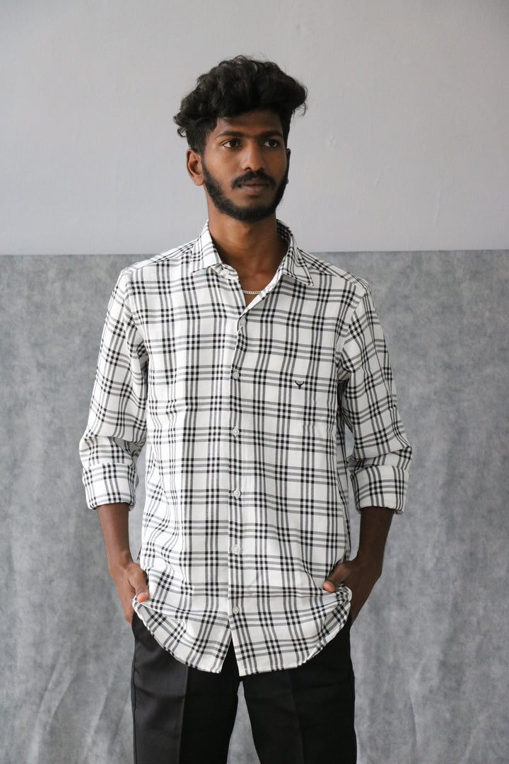 Men’s Soft Linen Checked Shirt Full Sleeve Trendy Casual Wear (CODE:S002)- 5
