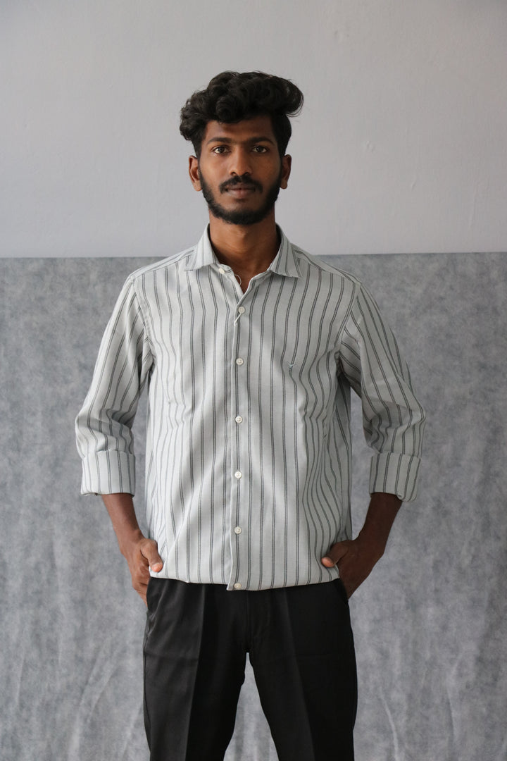 Men’s Korean Linen Striped Shirt Full Sleeve Trendy Casual & Formal Wear (CODE:S003)- 1
