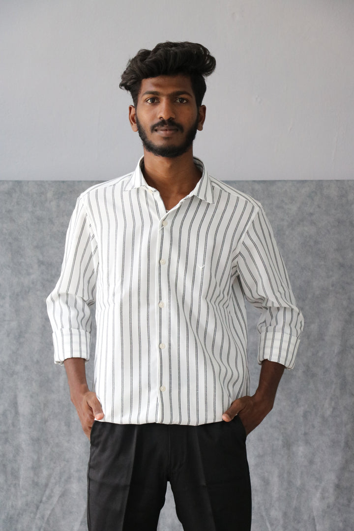 Men’s Korean Linen Striped Shirt Full Sleeve Trendy Casual & Formal Wear (CODE:S003)- 2