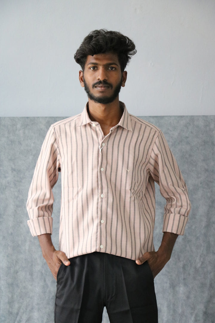 Men’s Korean Linen Striped Shirt Full Sleeve Trendy Casual & Formal Wear (CODE:S003)- 3