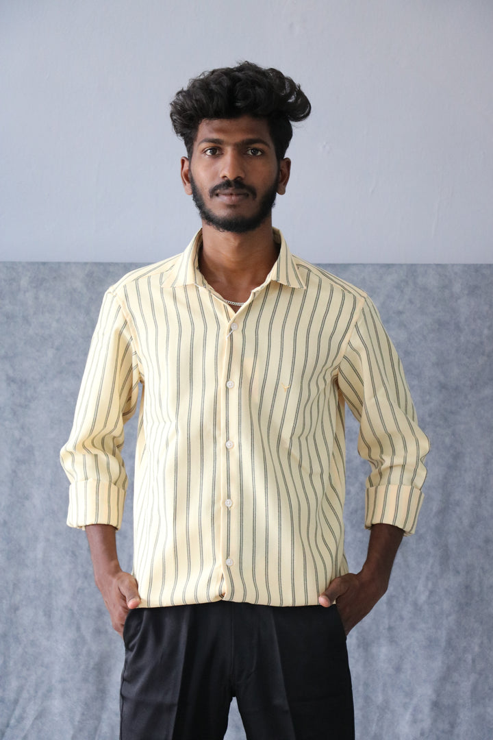 Men’s Korean Linen Striped Shirt Full Sleeve Trendy Casual & Formal Wear (CODE:S003)- 5