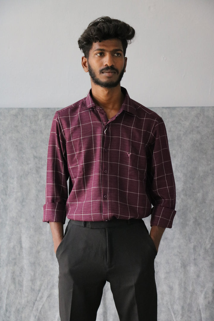 Men’s Soft Linen Checked Shirt Full Sleeve Trendy Casual Wear (CODE:S004)- 2