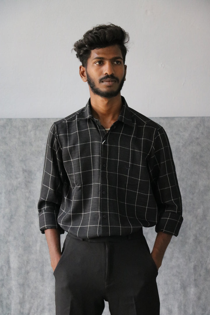 Men’s Soft Linen Checked Shirt Full Sleeve Trendy Casual Wear (CODE:S004)- 5