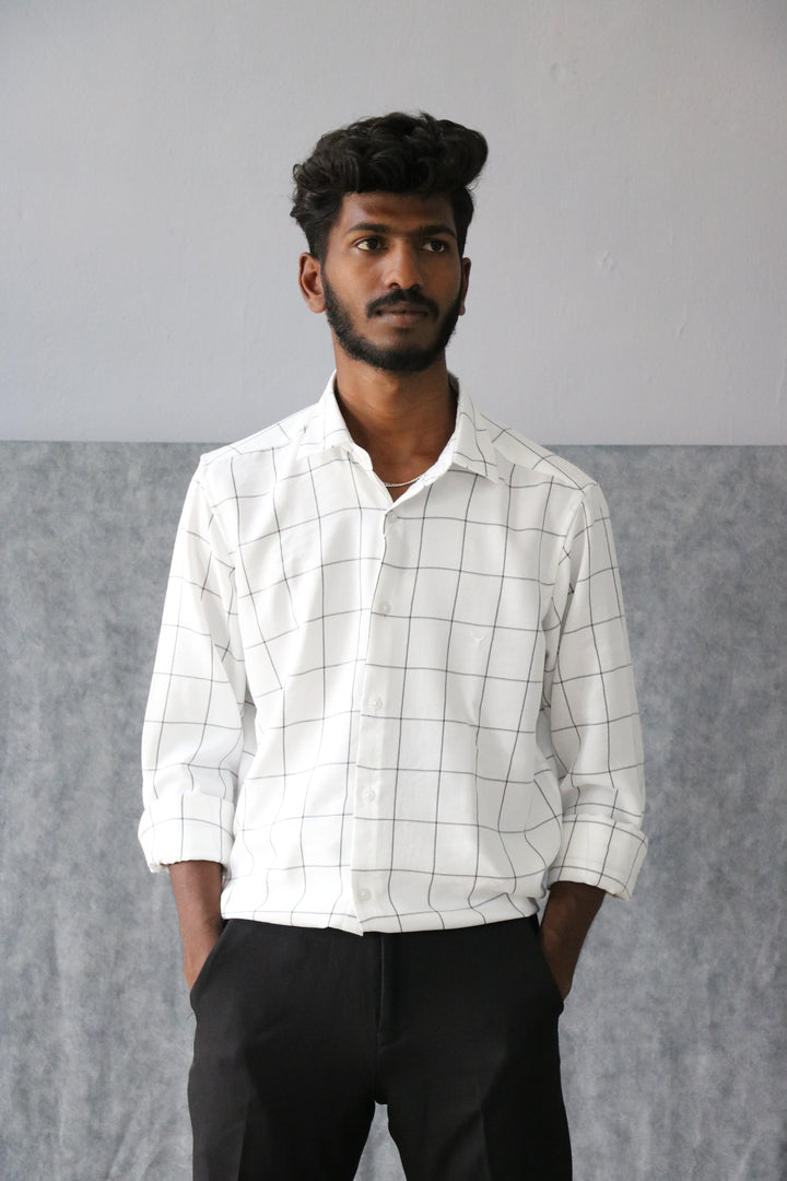 Men’s Soft Linen Checked Shirt Full Sleeve Trendy Casual Wear (CODE:S004)- 6