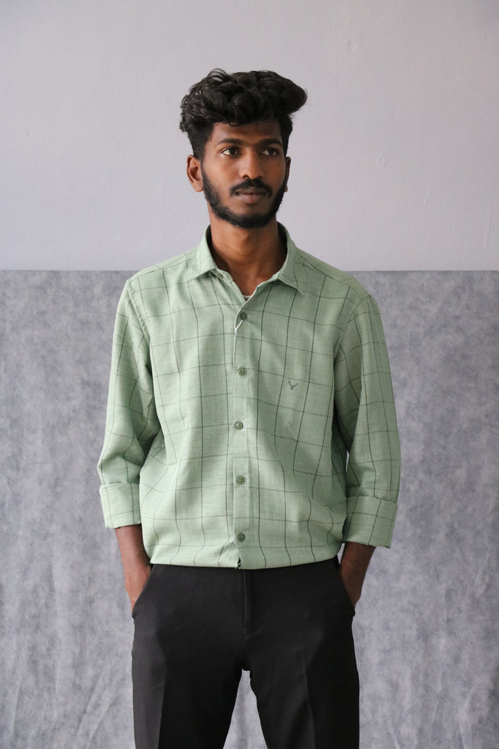 Men’s Soft Linen Checked Shirt Full Sleeve Trendy Casual Wear (CODE:S004)- 8