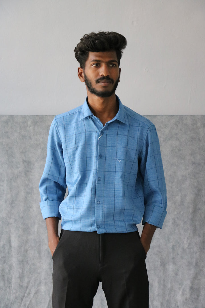 Men’s Soft Linen Checked Shirt Full Sleeve Trendy Casual Wear (CODE:S004)- 9