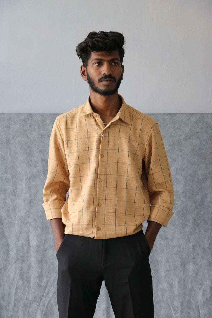 Men’s Soft Linen Checked Shirt Full Sleeve Trendy Casual Wear (CODE:S004)- 10