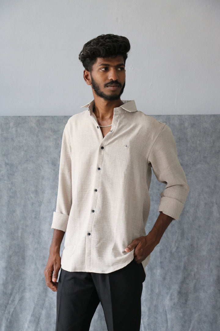 Men’s Korean Linen Plain Shirt Full Sleeve Trendy Formal & Casual Wear (CODE:S005)- 1