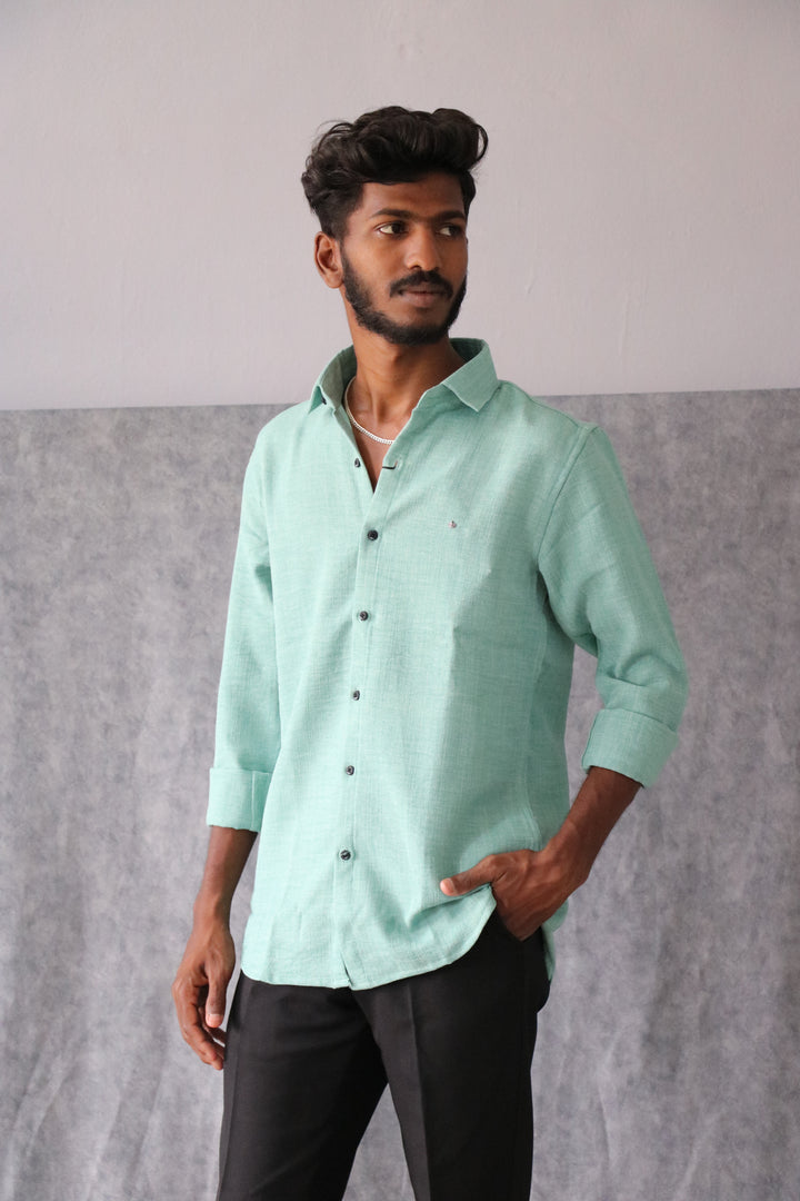 Men’s Korean Linen Plain Shirt Full Sleeve Trendy Formal & Casual Wear (CODE:S005)- 2