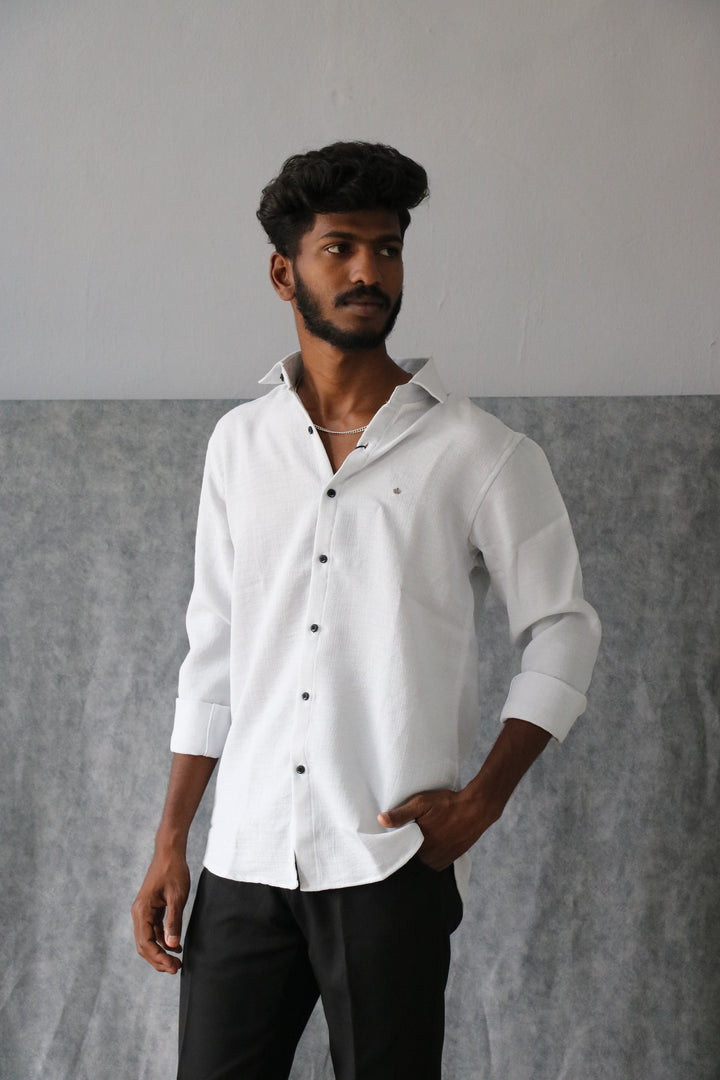 Men’s Korean Linen Plain Shirt Full Sleeve Trendy Formal & Casual Wear (CODE:S005)- Off white 6