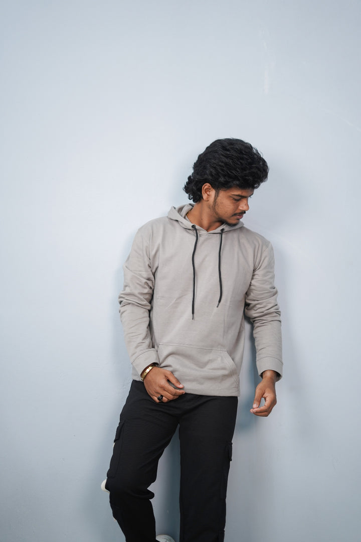 Unisex Full Sleeve Plain Pocket Hoodie  Oversized Winter Wear  Ash mens trending streetwear India 7Man