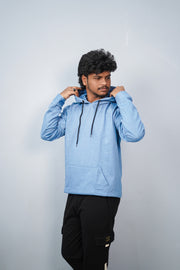 Unisex Full Sleeve Plain Pocket Hoodie | Oversized Winter Wear - Sky Blue