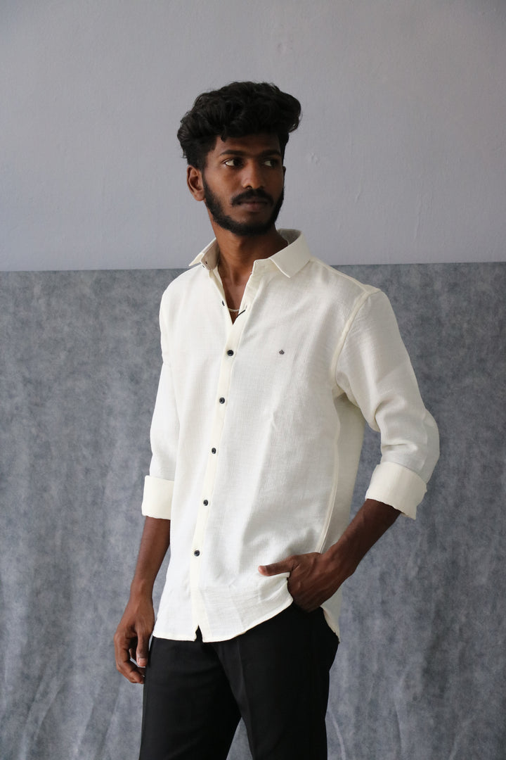Men’s Korean Linen Plain Shirt Full Sleeve Trendy Formal & Casual Wear (CODE:S005)- 13