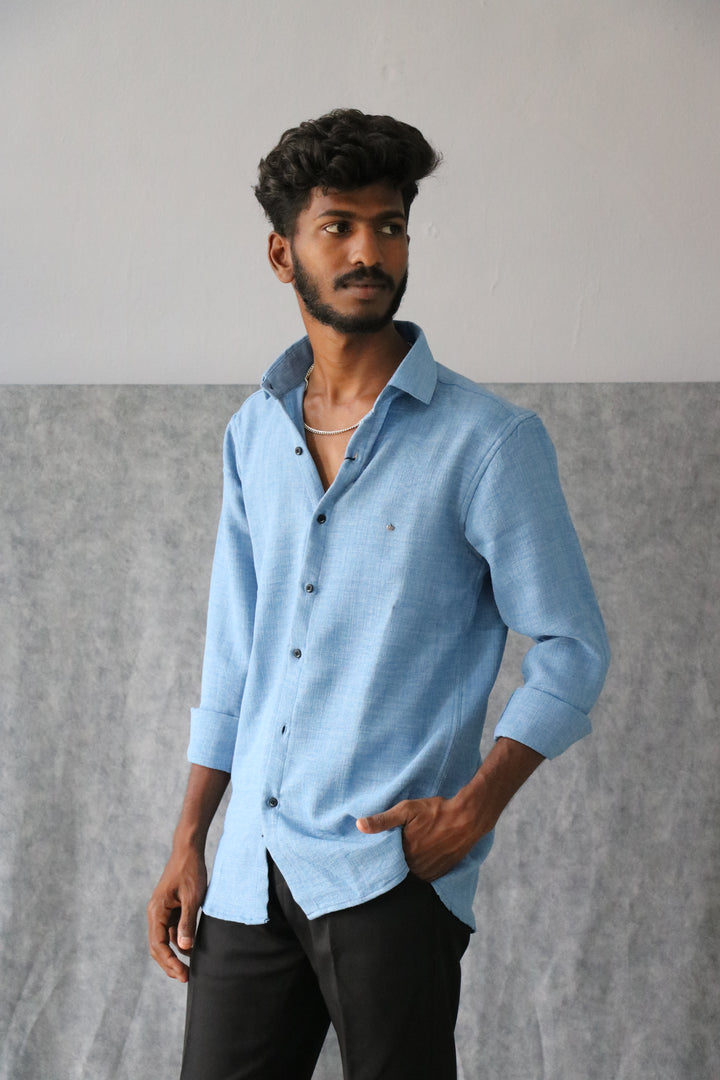 Men’s Korean Linen Plain Shirt Full Sleeve Trendy Formal & Casual Wear (CODE:S005)- 14