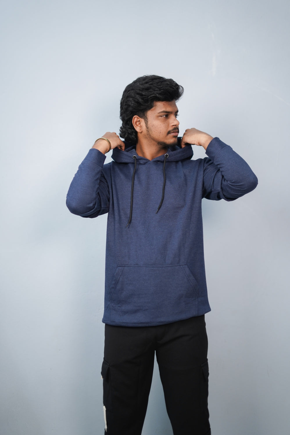 Unisex Full Sleeve Plain Pocket Hoodie | Oversized Winter Wear - Navy Blue