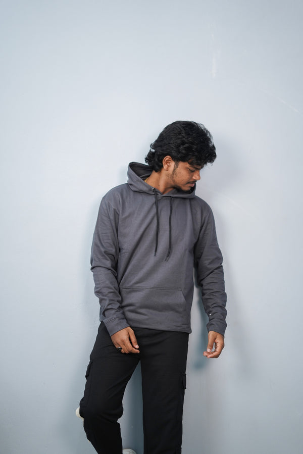 Unisex Full Sleeve Plain Pocket Hoodie | Oversized Winter Wear - Grey