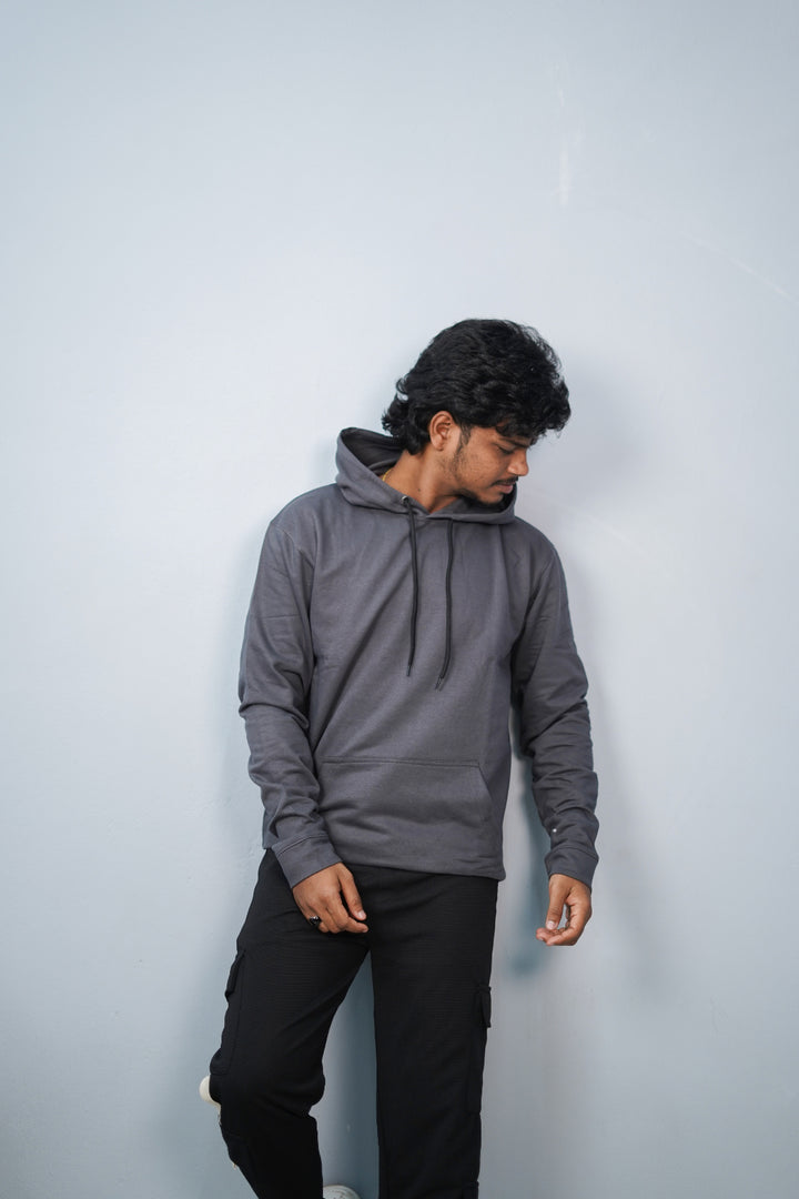 Unisex Full Sleeve Plain Pocket Hoodie  Oversized Winter Wear  Grey mens trending streetwear India 7Man