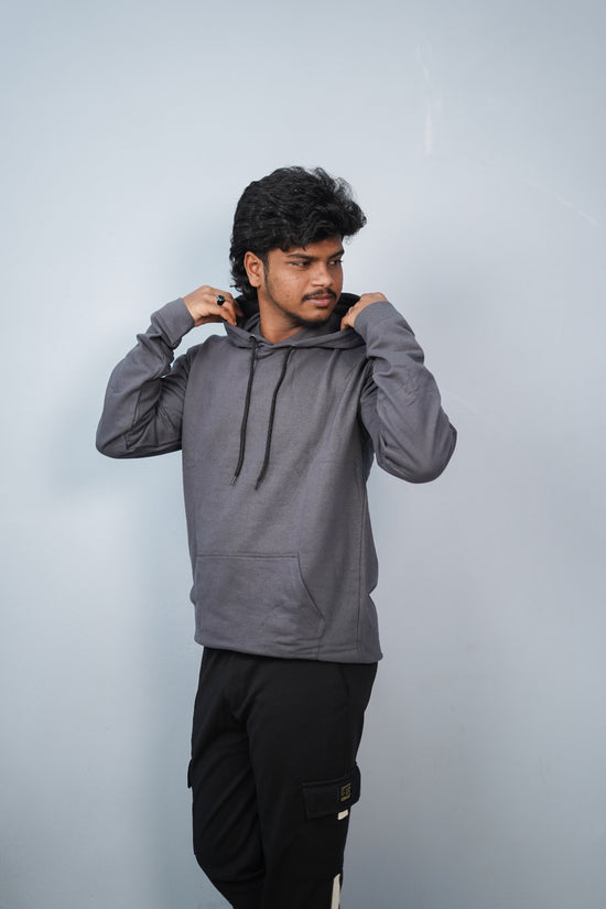 Unisex Full Sleeve Plain Pocket Hoodie | Oversized Winter Wear - Grey
