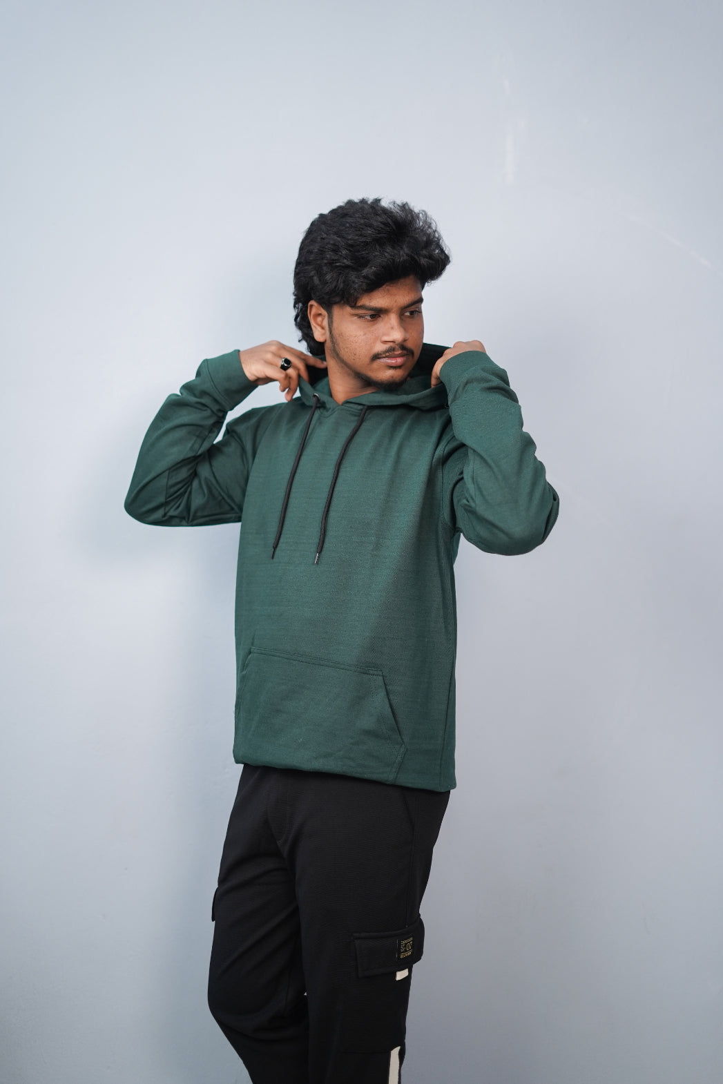 Unisex Full Sleeve Plain Pocket Hoodie | Oversized Winter Wear - Bottle Green