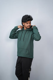 Unisex Full Sleeve Plain Pocket Hoodie | Oversized Winter Wear - Bottle Green