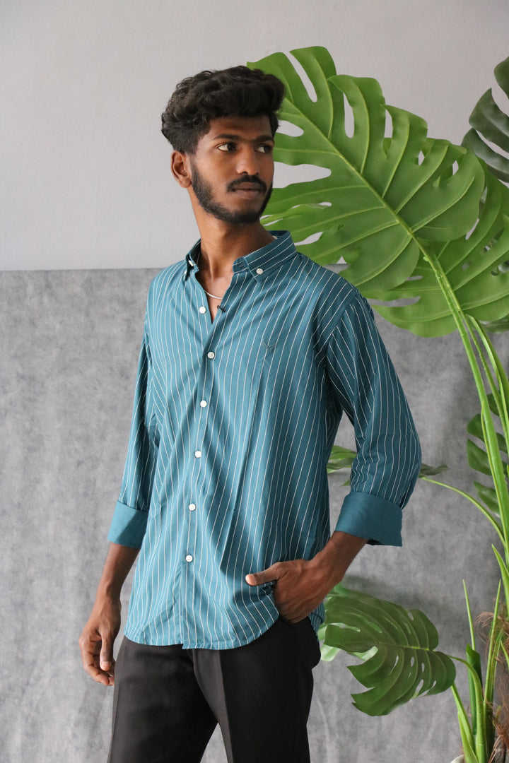 Men’s Korean Linen Striped Shirt Full Sleeve Trendy Casual & Formal Wear (CODE:S006)- 1