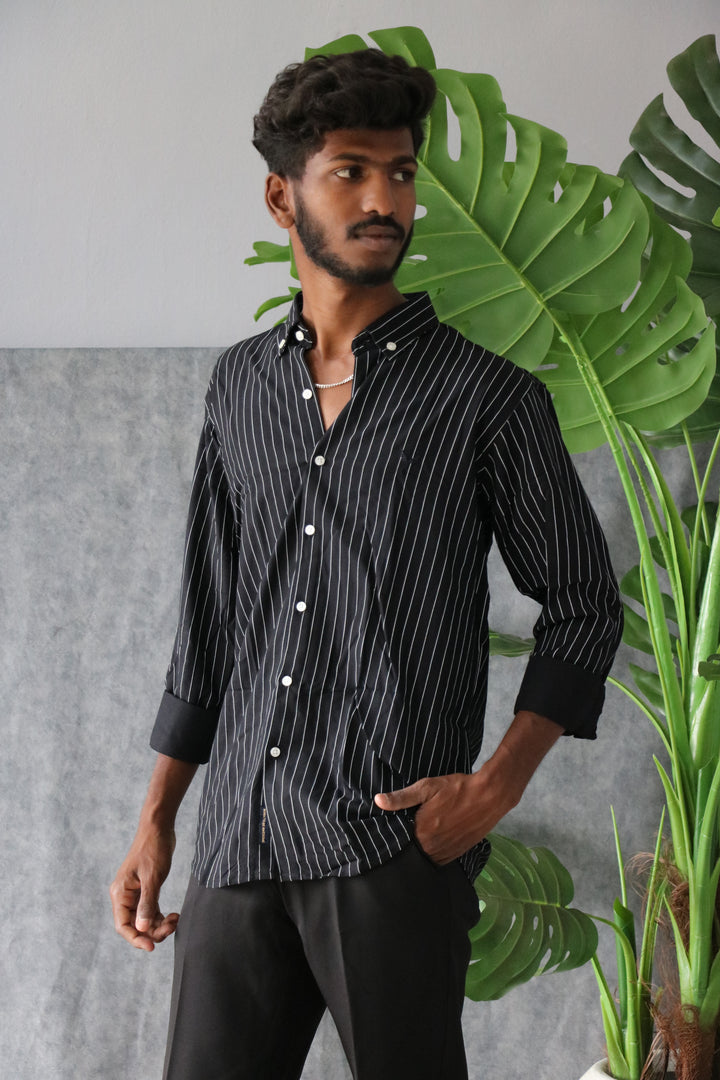 Men’s Korean Linen Striped Shirt Full Sleeve Trendy Casual & Formal Wear (CODE:S006)- 2