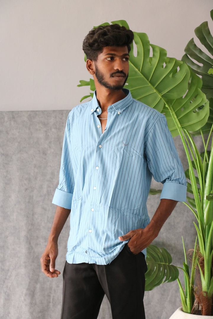 Men’s Korean Linen Striped Shirt Full Sleeve Trendy Casual & Formal Wear (CODE:S006) - 4