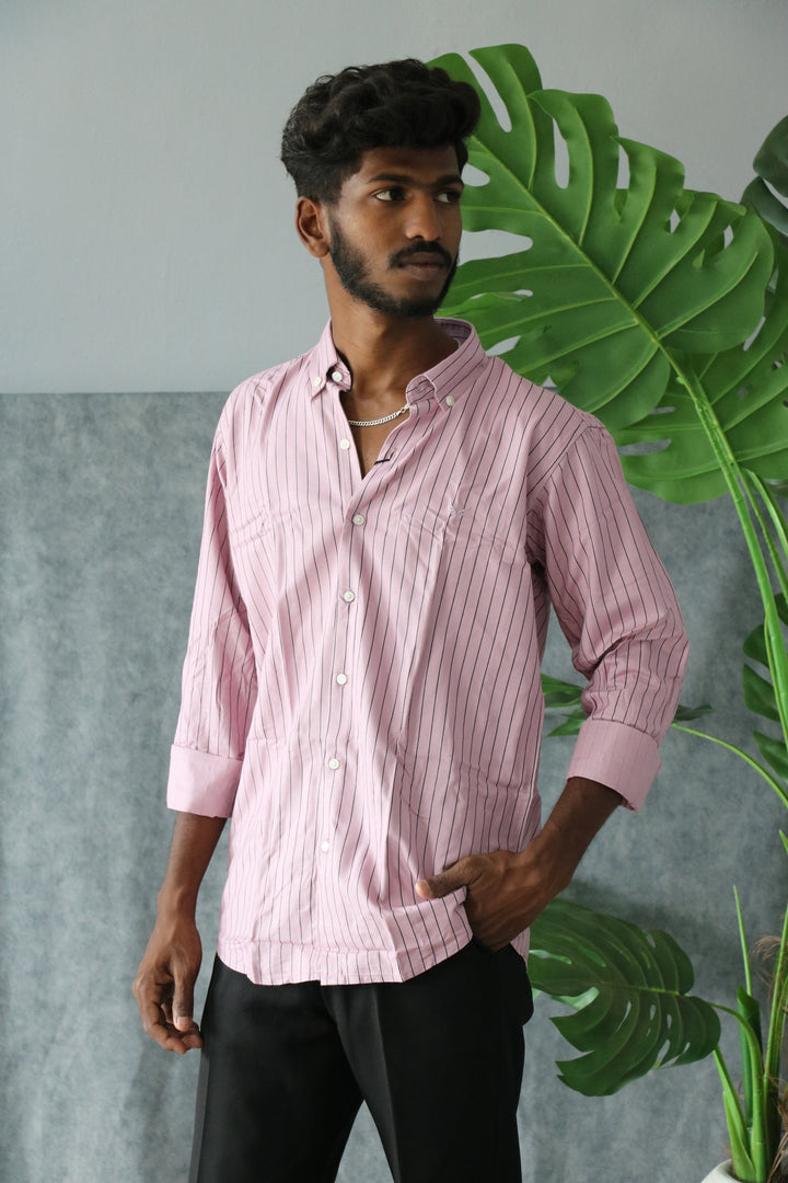 Men’s Korean Linen Striped Shirt Full Sleeve Trendy Casual & Formal Wear (CODE:S006) - 5