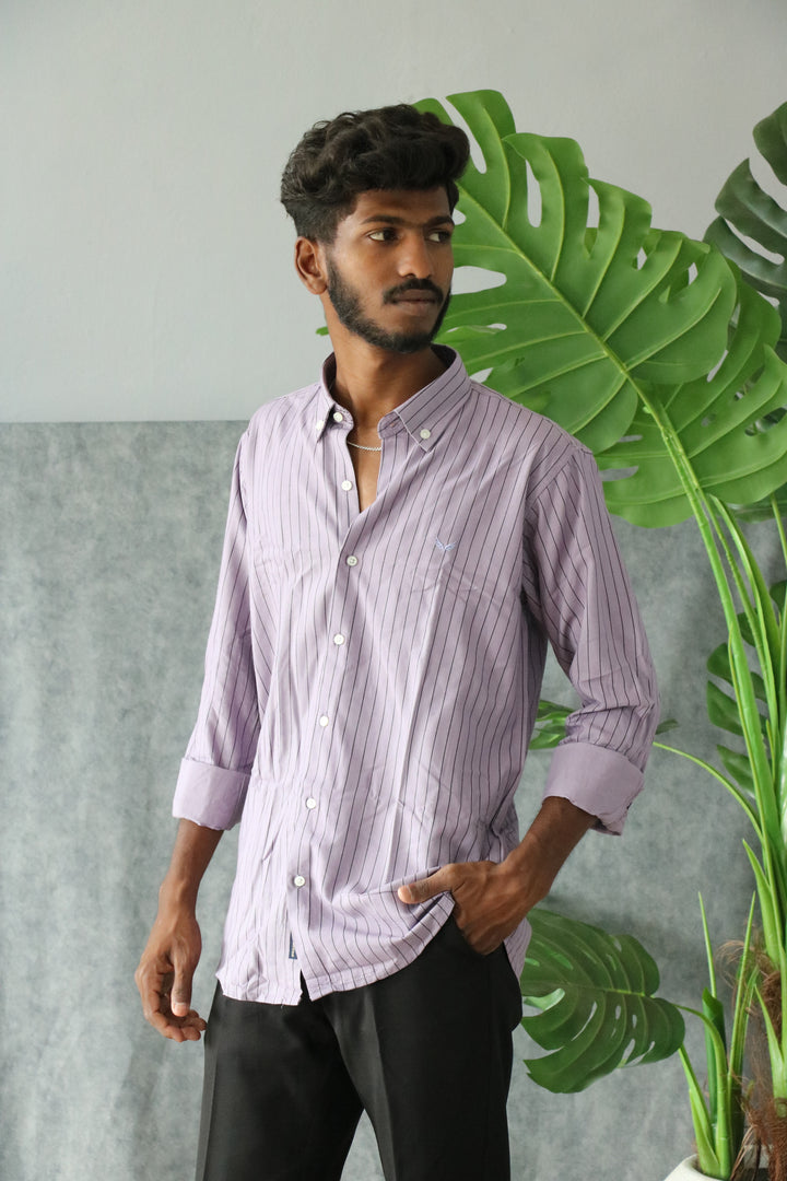 Men’s Korean Linen Striped Shirt Full Sleeve Trendy Casual & Formal Wear (CODE:S006) - 6