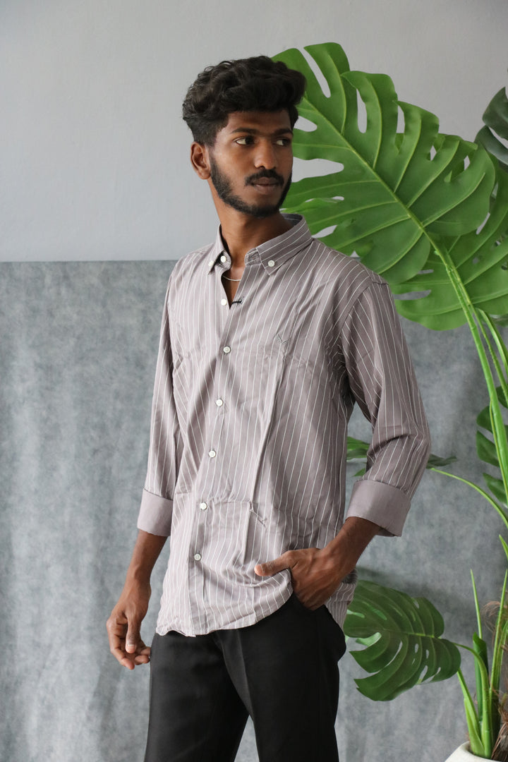 Men’s Korean Linen Striped Shirt Full Sleeve Trendy Casual & Formal Wear (CODE:S006) -7