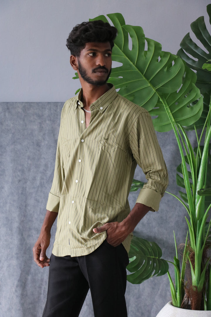 Men’s Korean Linen Striped Shirt Full Sleeve Trendy Casual & Formal Wear (CODE:S006) - 10