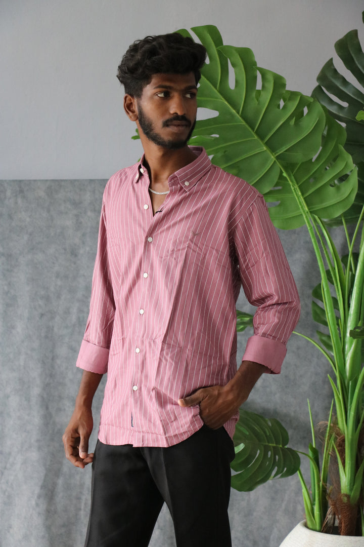Men’s Korean Linen Striped Shirt Full Sleeve Trendy Casual & Formal Wear (CODE:S006) - 11