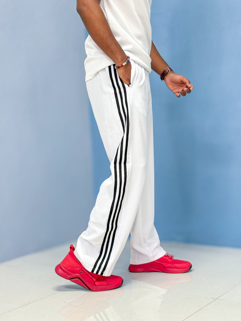 Short Sleeve Korean Tshirt and Baggy Pant Co-ord Set for Men - White