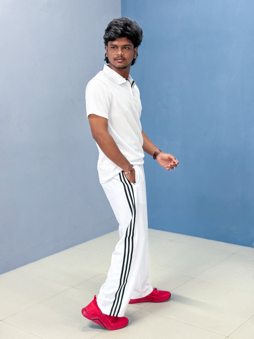 Short Sleeve Korean Tshirt and Baggy Pant Co-ord Set for Men - White