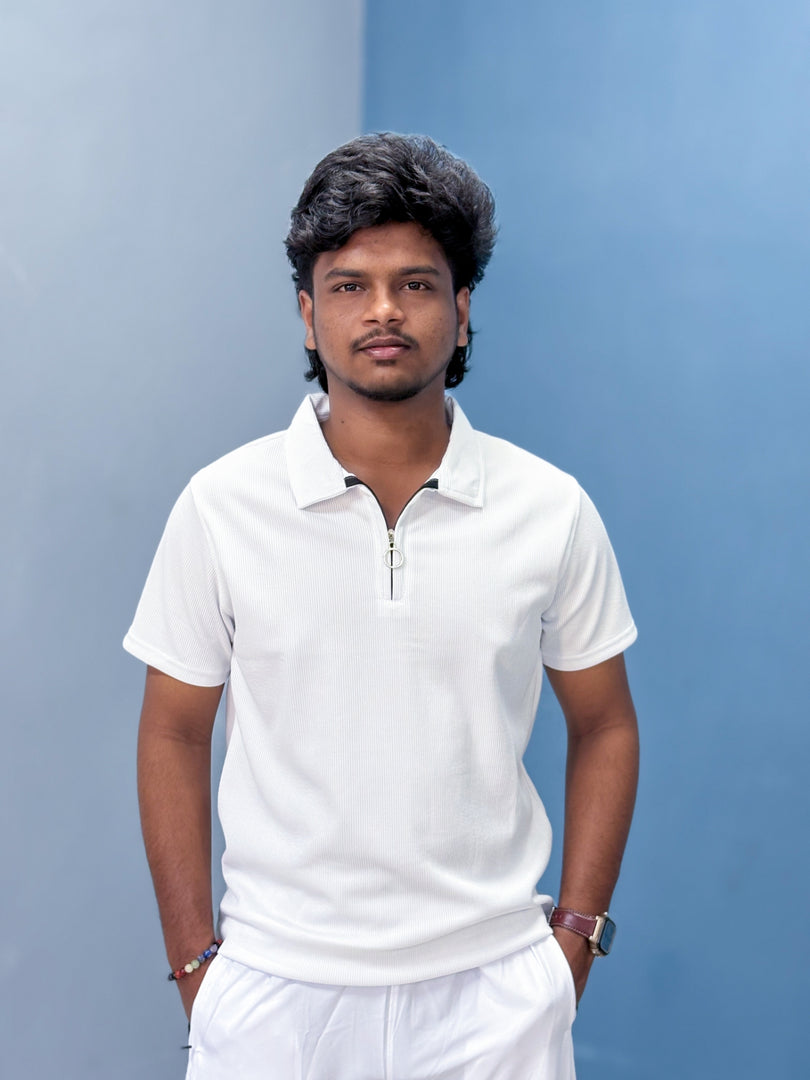 Short Sleeve Korean Tshirt and Baggy Pant Co-ord Set for Men - White